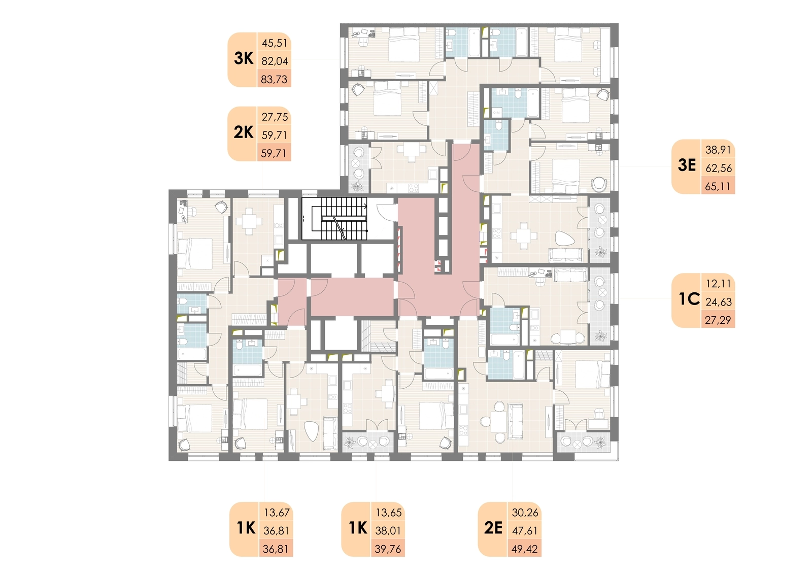 Планировки на этаже