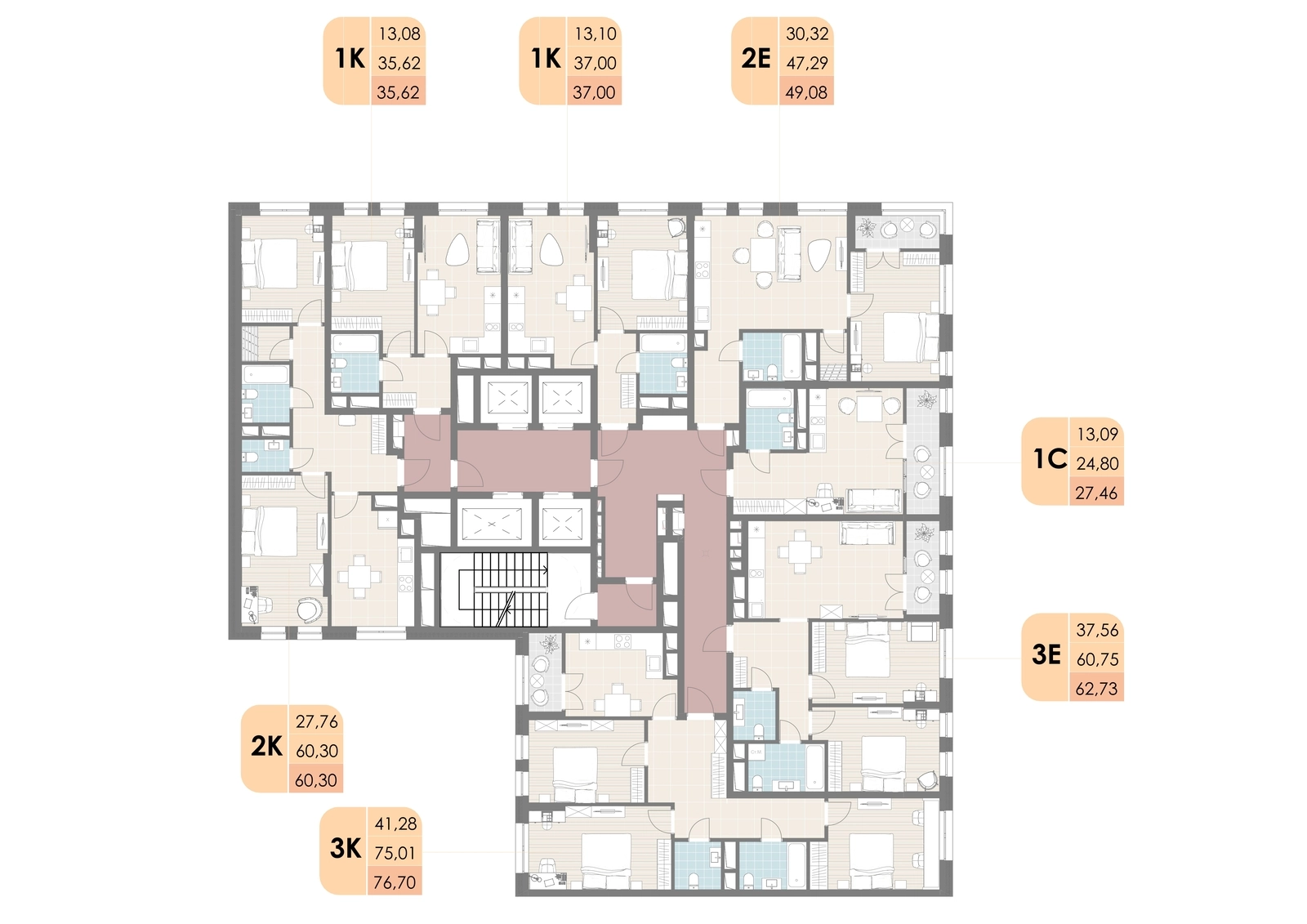 Планировки на этаже