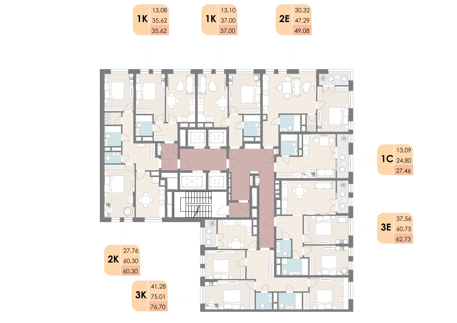 Планировки на этаже