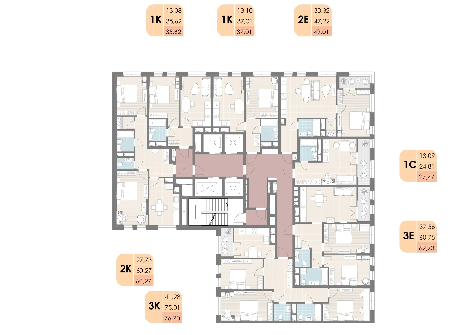 Планировки на этаже