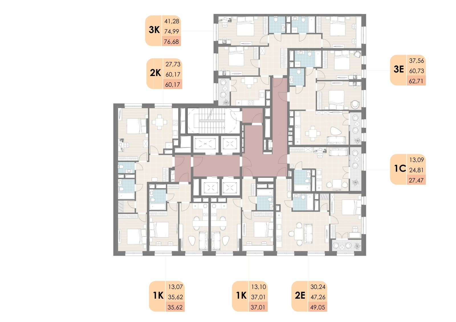 Планировки на этаже