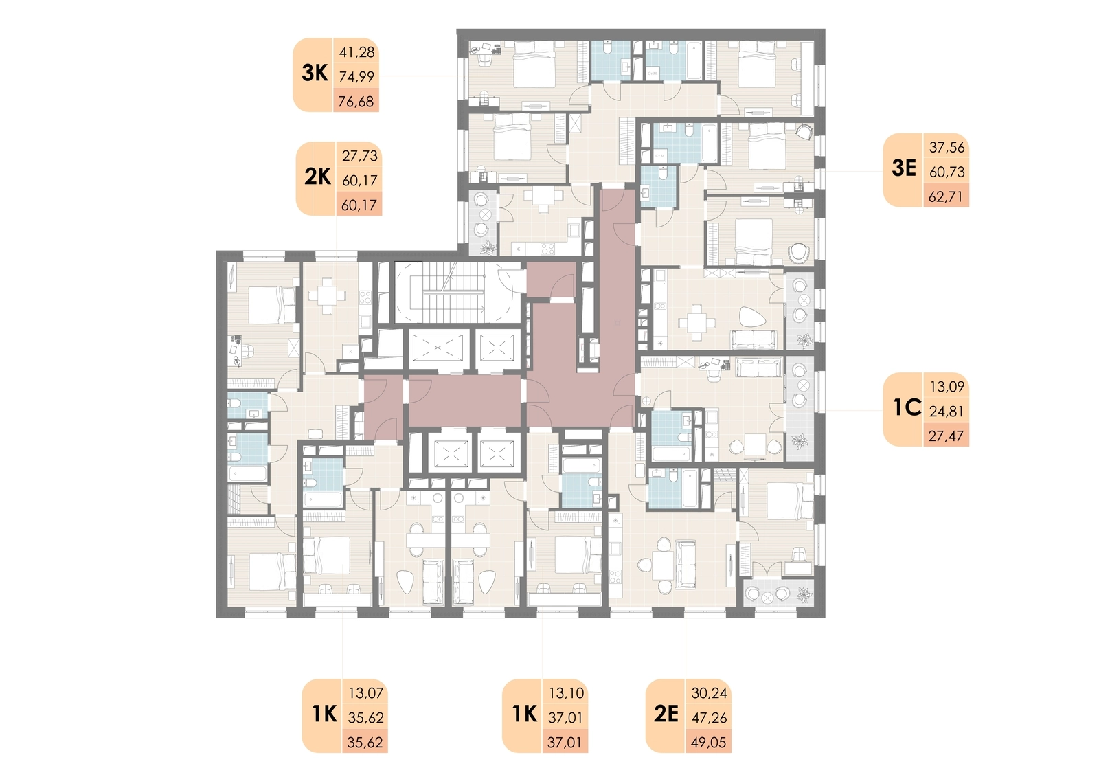 Планировки на этаже