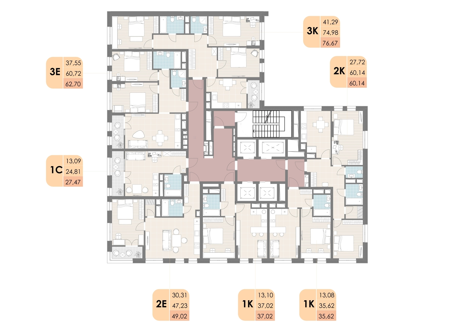 Планировки на этаже